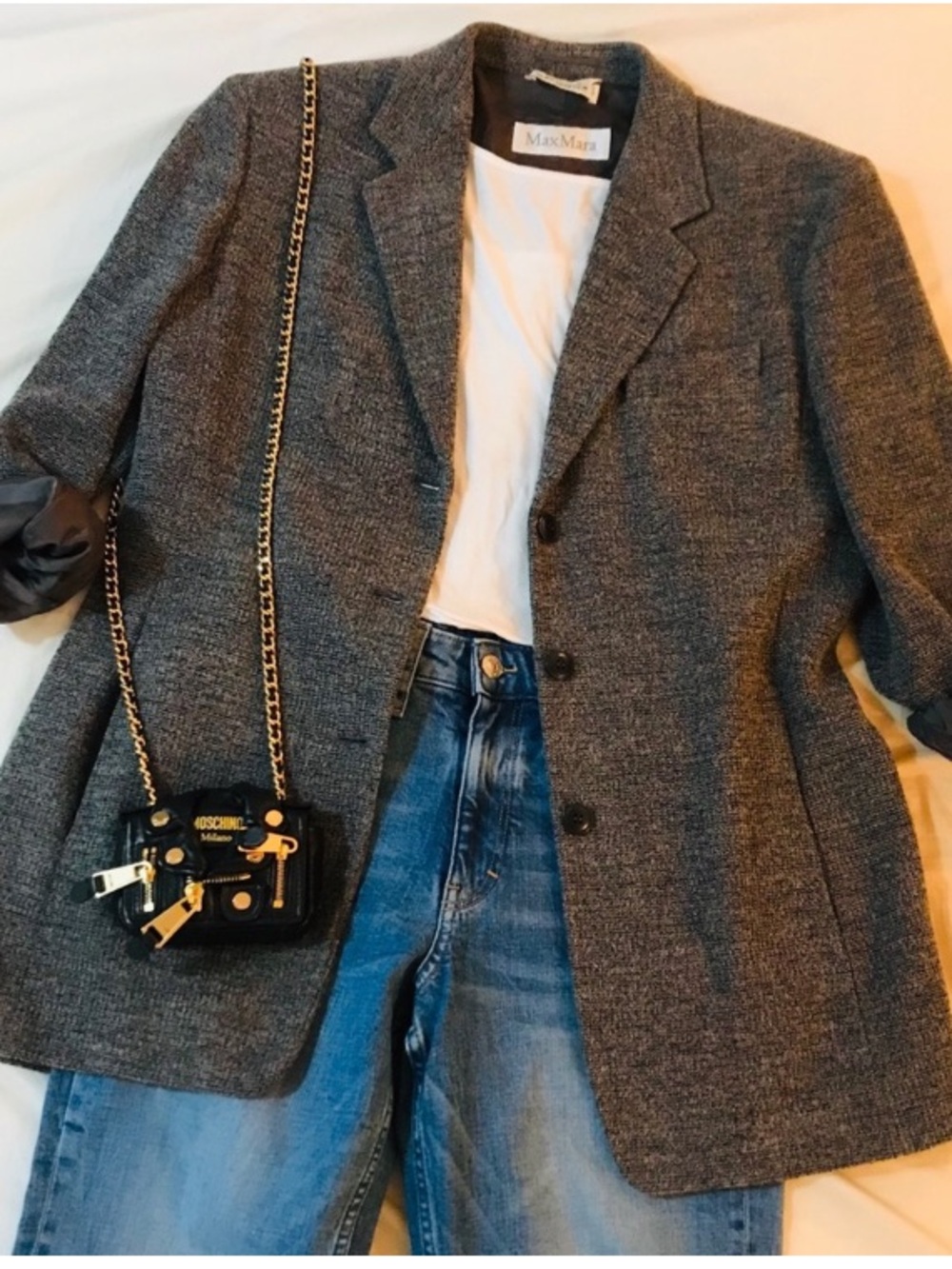 MaxMara Charcoal Gray Wool-Blend Relaxed Blazer